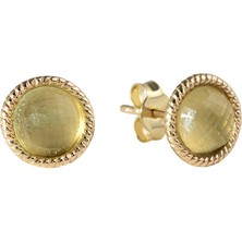 Hems Jewellery Sweet Phernite Doğal Taş 14 Ayar Altın Kadın Küpe