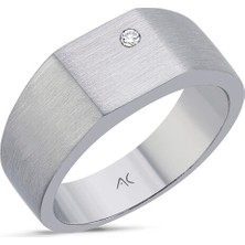 Aleyna Cebeci Jewelry Pırlanta Taşlı 925 Ayar Erkek Gümüş Yüzük