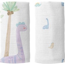 Casadora Baby Dino %100 Organik Pamuk 2'li Müslin Örtü Seti