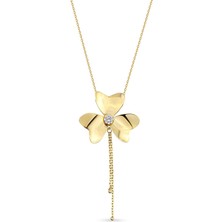 Orena Jewelry Orchis Pırlanta Taşlı 14 Ayar Altın Kadın Kolye