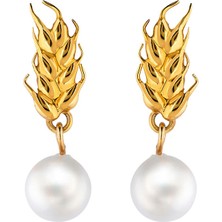 Ezra Baghaki Jewellery Incili Başak 925 Ayar Gümüş Kadın Küpe