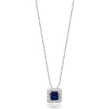 Venta Jewelry Pırlantalı Safir 14 Ayar Beyaz Altın Kadın Kolye