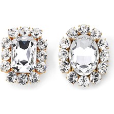 Ninon Square Oval Diamond Kristal Küpe