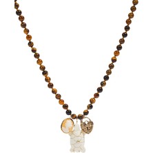 Tiger Eye Taşlı Kadın Altın Kolye