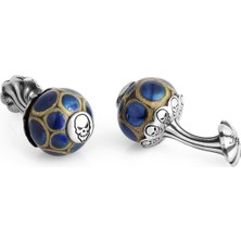 Boga Glass Beads Skull Fx Gümüş Kol Düğmesi