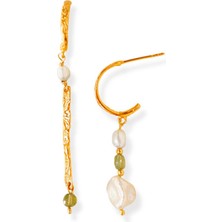 Besign Jewellery Yaldızlı Incili Halka Küpe