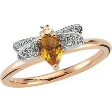 Bee Goddess Arı Detaylı Taşlı Kadın Altın Yüzük