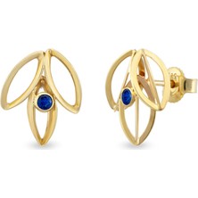 Orena Jewelry Sapphire Lotus 14 Ayar Altın Kadın Küpe