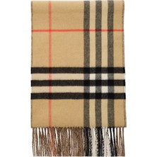 Burberry Double Ekd Desenli Bej Kaşmir Çift Taraflı Kadın Atkı