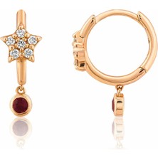 Venta Jewelry Yakut Pırlanta Taşlı 14 Ayar Rose Gold Kadın Halka Küpe