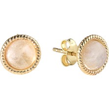 Hems Jewellery Sweet Moonstone Doğal Taş 14 Ayar Altın Kadın Küpe