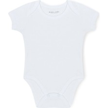 Mama Luma Beyaz Kısa Kollu  Yenidoğan Unisex Bebek Body Zıbın