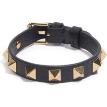 Valentino Garavani Rockstud Siyah Erkek Deri Bileklik