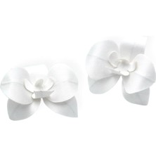 Meriç Tanın Satin Orchid Flower Beyaz Ipek Saten 2'li Kadın Duvak Aksesuarı