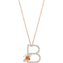 Bee Goddess Letters Pırlantalı Kadın Altın Kolye