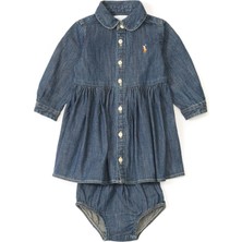 Polo Ralph Lauren Lacivert Kız Bebek Denim Elbise