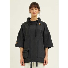 Nasaqu Cava Antrasit Oversize Kapüşonlu Sweatshirt