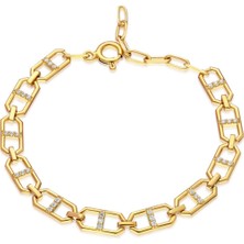 Nayra Jewelry Sequence Chain 925 Ayar Gümüş Üzeri Altın Kaplama Bilezik