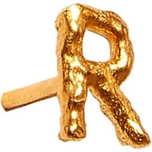 Fidelle Alphabet Stud Letter Small R Harfi Detaylı 14 Ayar Altın Kadın Küpe