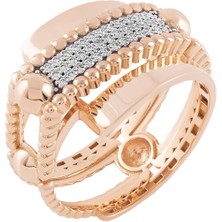 Kısmet By Milka Trio Beads Arc Kadın Altın Yüzük