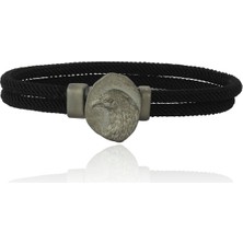 Melie Jewelry Eagle 925 Ayar Gümüş Ipli Erkek Bileklik