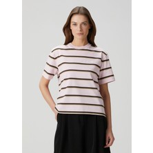 Canada Goose Roam Pembe Gri Çizgili T-Shirt