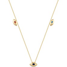 Orena Jewelry Three Eye Rainbow 14 Ayar Altın Kadın Kolye