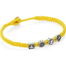 Boga Yoga Symbols Flat Braided Erkek Gümüş Bileklik