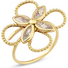 Orena Jewelry White Flower 14 Ayar Altın Kadın Yüzük