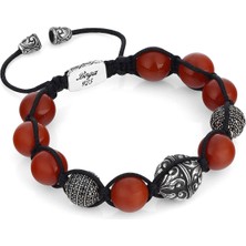Boga Macrame Gemstone Erkek Gümüş Bileklik