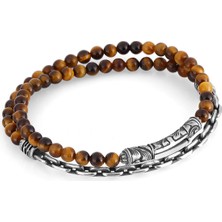 Boga Arc Chain Gem Stone Erkek Gümüş Bileklik