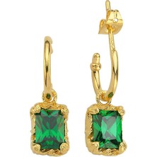 Bodhita Emerald Hoop 24 Ayar Altın Kaplama Kadın Küpe