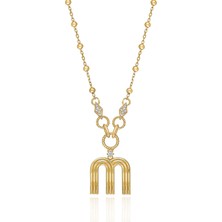 Nayra Jewelry Me & Myself M Harfli 925 Ayar Gümüş Üzeri Altın Kaplama Kadın Kolye