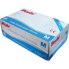 Beybi Lateks Pudralı (M) Medium Beden Muayene Eldiven 100LÜ Pa