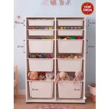 Decosense 2 Adet Ultra Büyük 4 Adet Büyük 4 Adet Orta Boy Çekmeceli 123 cm Beyaz Çocuk Odası Oyuncak Dolabı ve Çok Amaçlı Saklama Ünitesi - Depolayıcı Düzenleyici Organizer