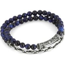 Boga Arc Chain Gem Stone Erkek Gümüş Bileklik