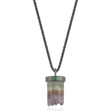 Melie Jewelry Ametist Doğal Taş 925 Ayar Gümüş Erkek Kolye