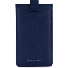 Pack'n Travel Lacivert Deri Iki Bölmeli Unisex Gözlük Kılıfı