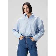 Ami Paris Boxy Fit Mavi Çizgili Poplin Gömlek