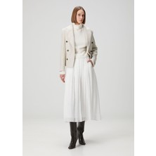 Brunello Cucinelli Beyaz Pilili Midi Etek