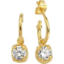 Bodhita Diamond Hoop 24 Ayar Altın Kaplama Kadın Küpe