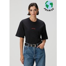 Academia Siyah Bisiklet Yaka Logolu T-Shirt