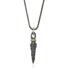 Melie Jewelry Hammered Sword 14 Ayar Altın ve 925 Ayar Gümüş Erkek Kolye