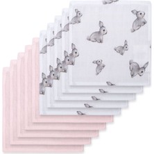 Deux Lapins %100 Pamuk Müslin Iconique Lapin&ınnocet Pink 10`lu Bebek Ağız Bezi