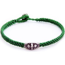 Boga Makrame Fleur De Lis Disc Erkek Gümüş Bileklik