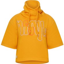 Nasaqu Enu Crop Regular Fit Damask Ombre Nakışlı Sweatshirt