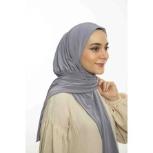 Loggia Hazır Pratik Çıtçıtlı Şal Sandy - Geçmeli Geçme Tesettür Kadın Shawl Gri