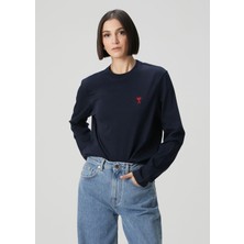 Ami Paris Lacivert Uzun Kol T-Shirt