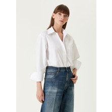 Victoria Beckham Beyaz Cropped Gömlek