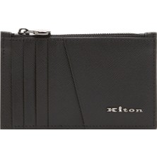 Kiton Siyah Metal Logolu Erkek Deri Kartlık